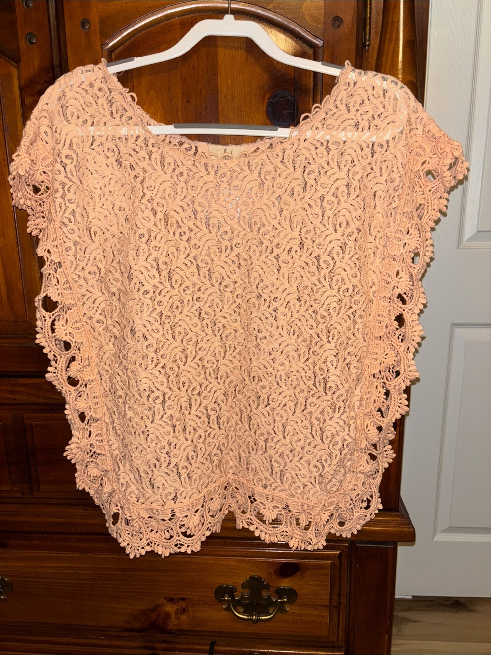Lost Peach Crochet Lace Top